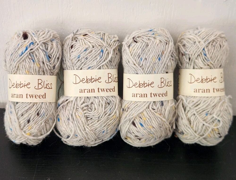 Debbie Bliss Aran Tweed Yarn Lot 4 Skeins 100% Wool 50g Made in UK Aran Knit